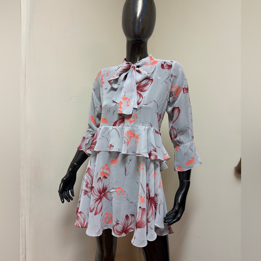 TopShop Floral Chiffon Ruffle Dress